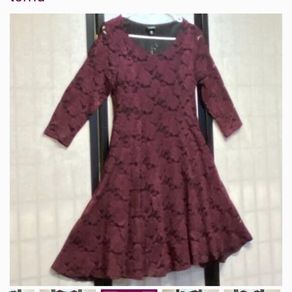 Romantic Lace Dark Red and Black Roses dress - Picture 5 of 13